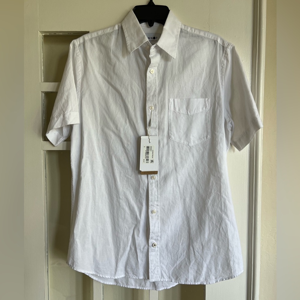 No Nationality White Casual Button Down Shirt